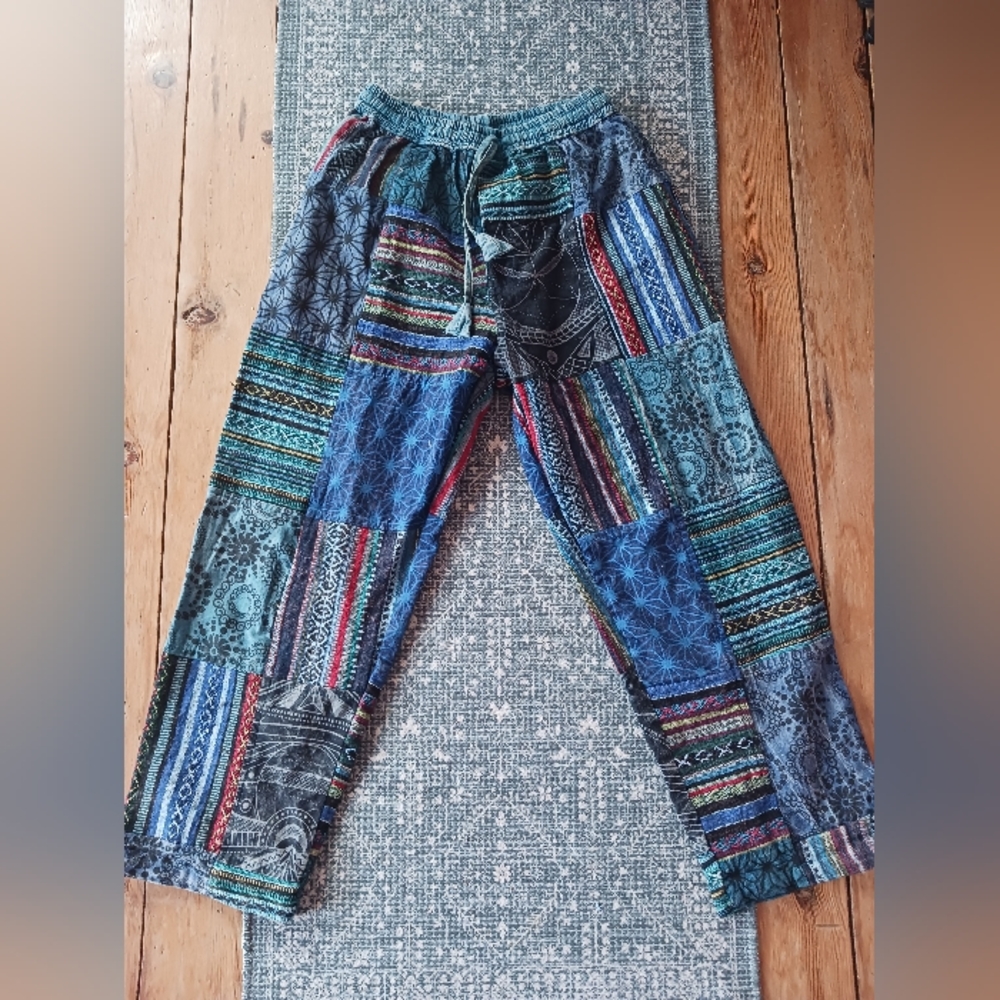 MEXICALI BLUES BAGGY MULTICOLOR PATCHWORK PANTS SMALL
